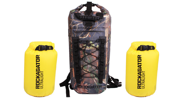 BUNDLE SPECIAL Rockagator Hydric Series 40 Liter Hunting Camouflage Waterproof Backpack & 2 DRY BAGS