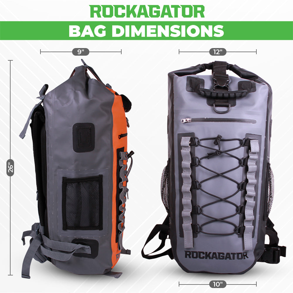 BUNDLE SPECIAL Rockagator Hydric Series 40 Liter Gator Green Waterproof Backpack & 2 DRY BAGS