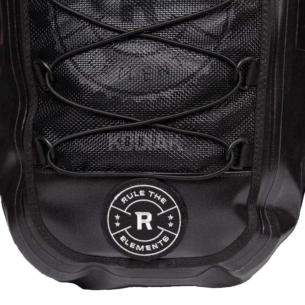 Close-up of KODIAK Blackout backpack bottom hardware
