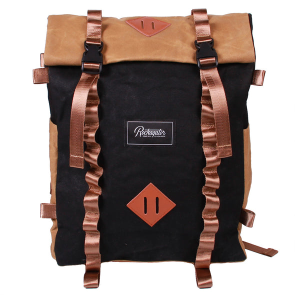 Bundle Special Rockagator LIFEstyle Phoenix Waxed Canvas Roll-Top Backpack and 2 Waterproof Phone Pouches (TAN/BLACK)